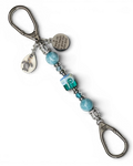 LD Keyfinder Petite Beachy Dreams keychain with blue and teal beads, turtle charm, and quote charm.