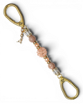 LD Keyfinder Petite Birdsong Bliss featuring peach glass, sunstone beads, and a gold-plated bird charm on a key clip.