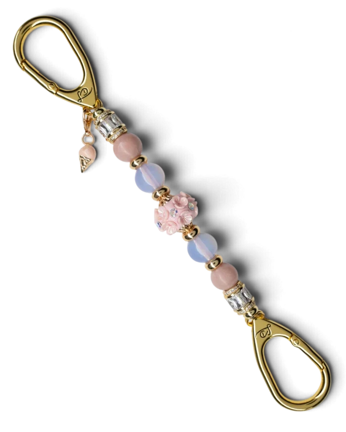 LD Keyfinder Petite Blush Sorbetto featuring pink opal, iridescent opalite, floral artisan bead, and gold ice cream charm