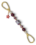 LD Keyfinder Petite Bordeaux Bloom featuring burgundy agate, artisan glass, gold-plated accents, and a red flower charm.