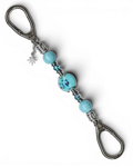 LD Keyfinder Petite Celestial Tide keychain with turquoise, aqua, and silver beads, and a star charm.