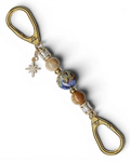 LD Keyfinder Petite Golden Nebula key chain with artisan glass bead, fossil coral, gold accents, and star charm.