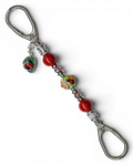 LD Keyfinder Petite Ladybug Love key finder with artisan glass bead, red shell pearls, and silver-plated ladybug charm.