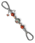 LD Keyfinder Petite Maple Majesty featuring red jasper, peach jade, artisan glass, and autumn-themed charms.