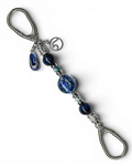 LD Keyfinder Ocean Mosaic Petite featuring artisan blue glass, tiger eye beads, and ocean-themed charms on silver clips.