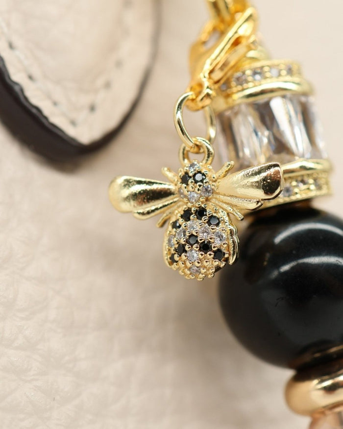 Micro pave 18kt gold plated bee charm