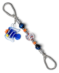 LD Keyfinder Petite Tropical Tango featuring blue tiger eye beads, artisan glass, and a removable tropical fish charm.