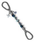 LD Keyfinder Petite Whispering Garden keychain with blue tiger eye, glass tulip, dragonfly, and butterfly charms.