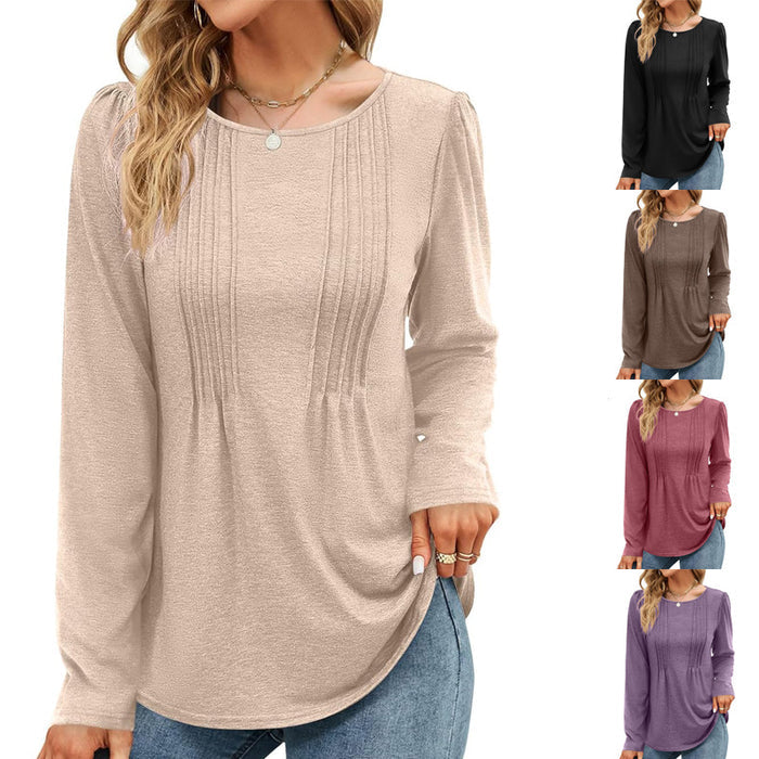 Plain-colored Long-sleeve Crew-neck Top – Premium 0 | RICALOUX