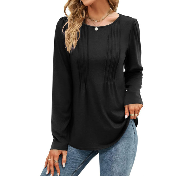 Plain-colored Long-sleeve Crew-neck Top – Premium 0 | RICALOUX