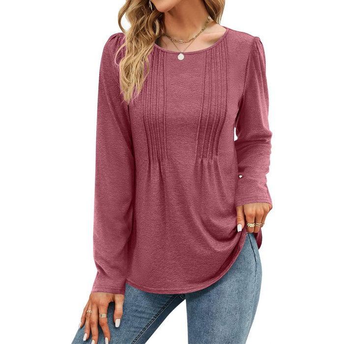 Plain-colored Long-sleeve Crew-neck Top – Premium 0 | RICALOUX