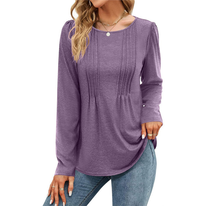 Plain-colored Long-sleeve Crew-neck Top – Premium 0 | RICALOUX