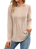 Plain-colored Long-sleeve Crew-neck Top – Premium 0 | RICALOUX