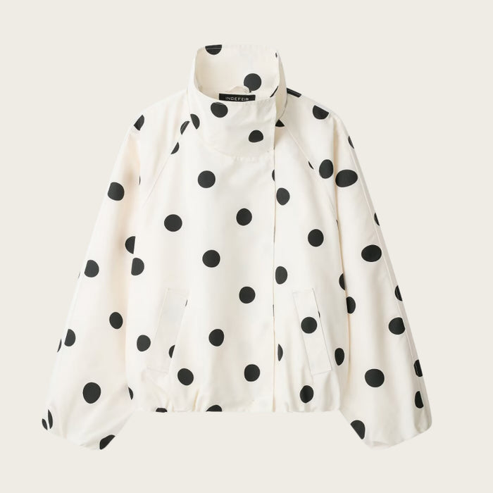 Polka-dot Turtleneck Aviator Jacket by Ricaloux