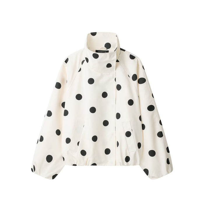 Polka-dot Turtleneck Aviator Jacket by Ricaloux