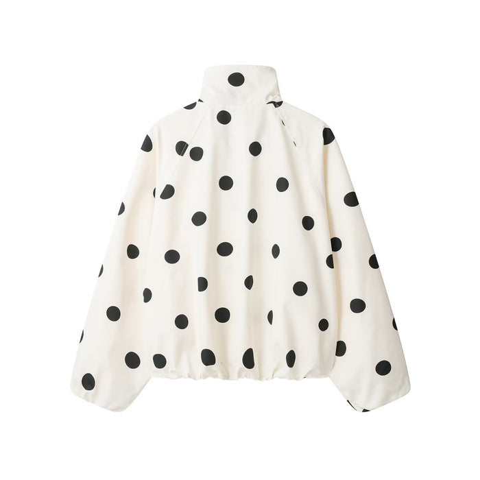 Polka-dot Turtleneck Aviator Jacket by Ricaloux