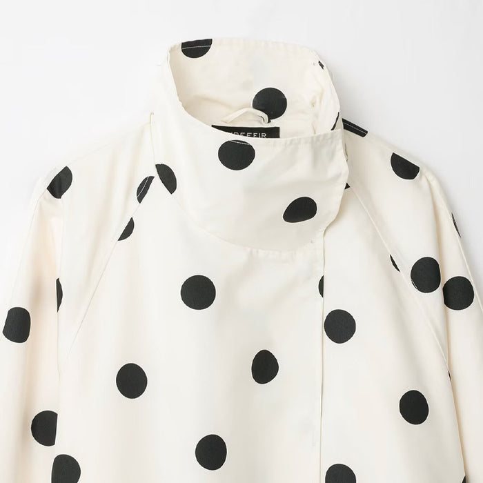Polka-dot Turtleneck Aviator Jacket by Ricaloux
