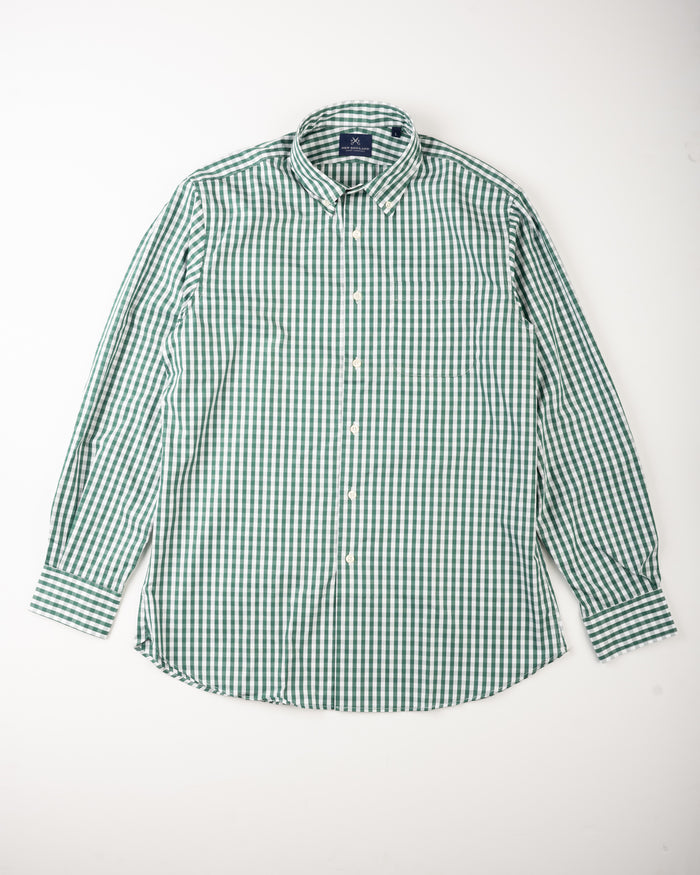 POPLIN BUTTON DOWN SPORT SHIRT - KELLY GINGHAM