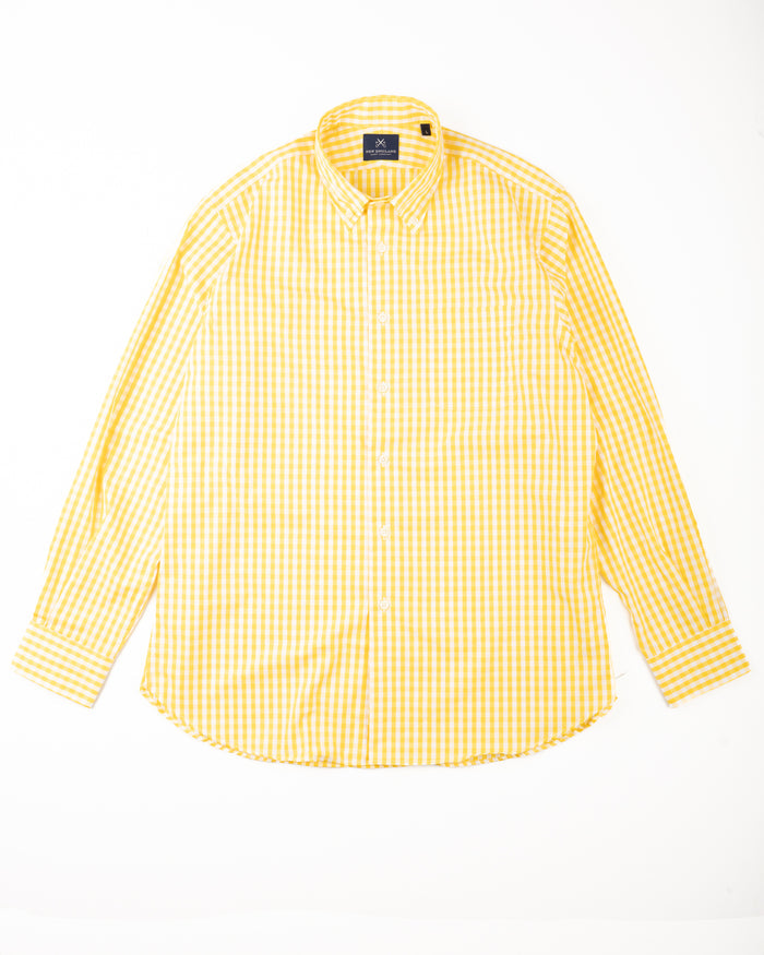 POPLIN BUTTON DOWN SPORT SHIRT - YELLOW GINGHAM