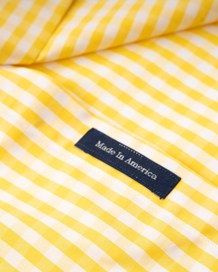 POPLIN BUTTON DOWN SPORT SHIRT - YELLOW GINGHAM