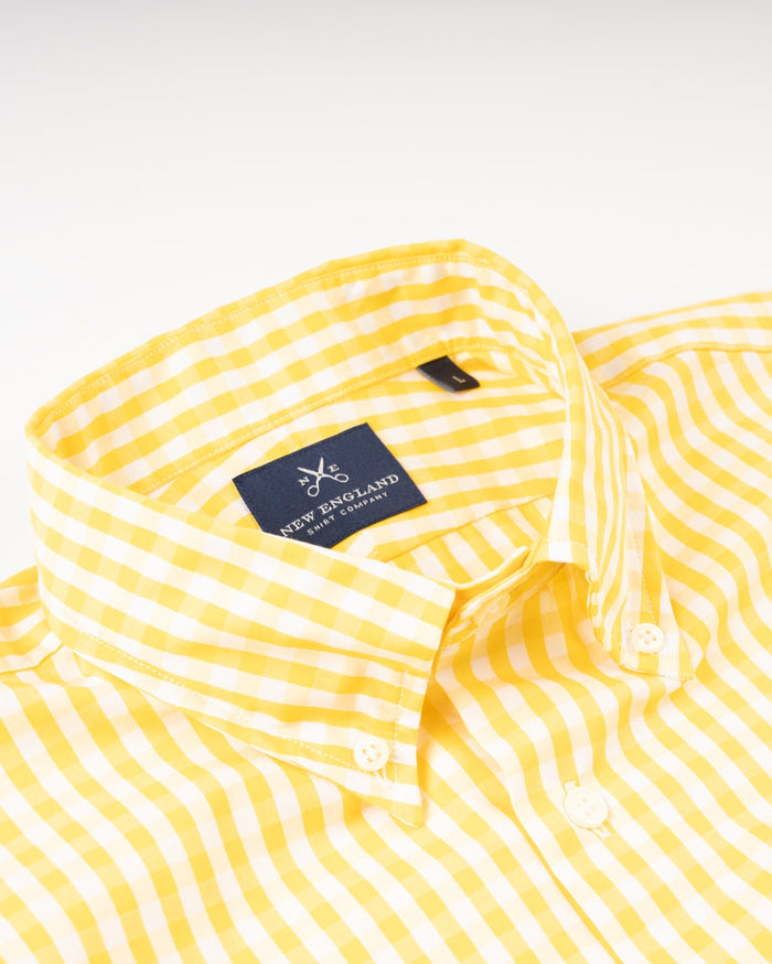 POPLIN BUTTON DOWN SPORT SHIRT - YELLOW GINGHAM