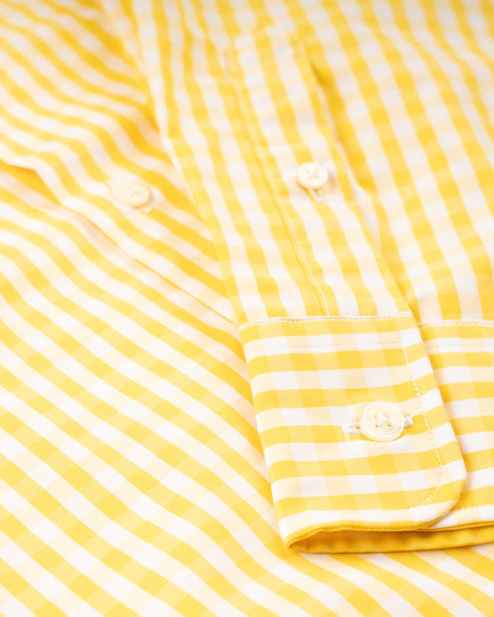 POPLIN BUTTON DOWN SPORT SHIRT - YELLOW GINGHAM