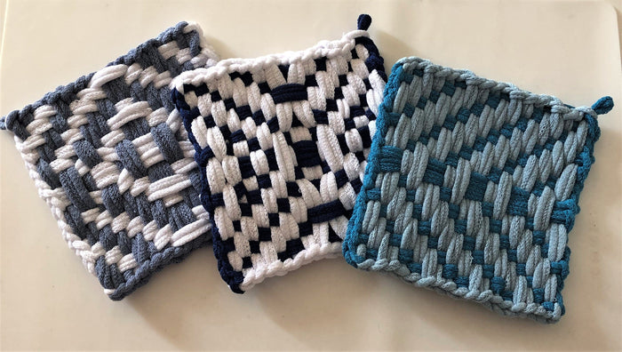 Renee Van Hoy Potholder Weaving eBook:  7 patterns For 1/2" 18 peg per side Hot Pad Loom Patterns