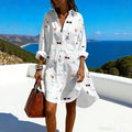 Printed Relaxed-fit Long-sleeve Lapel-collar Casual Dress – Premium 0 | RICALOUX