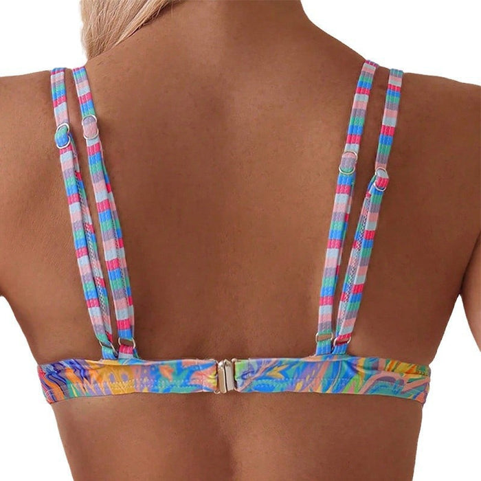 Printed-strap Sexy Bikini Beach And Hot Spring Swimsuit by Ricaloux
