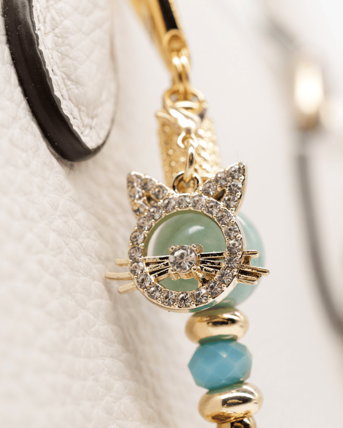 18KT Gold plated rhinestone cat charm