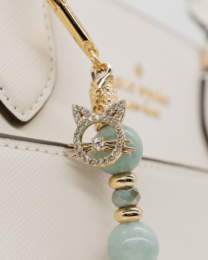 Rhinestone 18kt gold cat charm