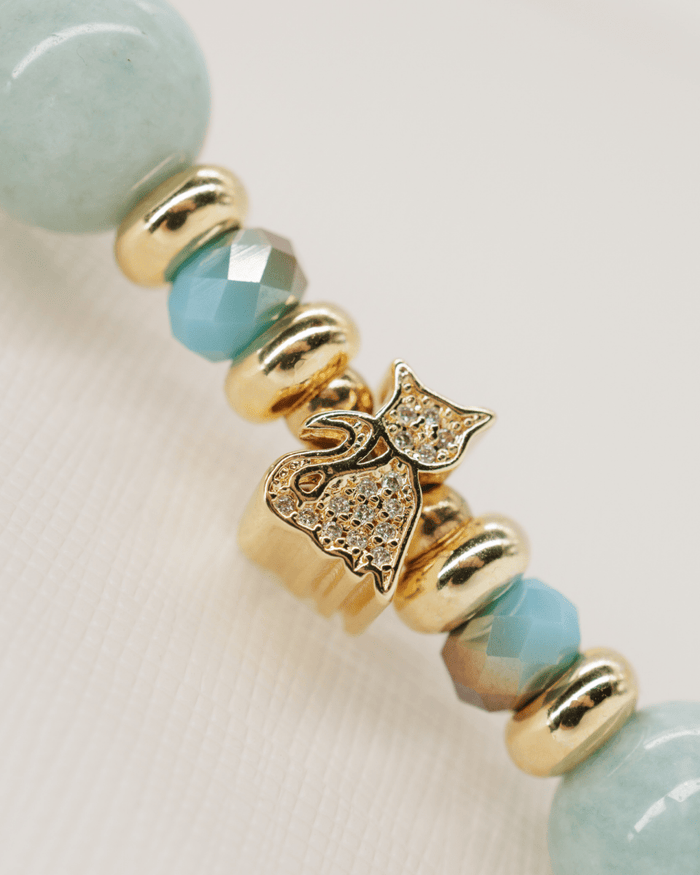 Micro pavé 18kt gold-plated center bead