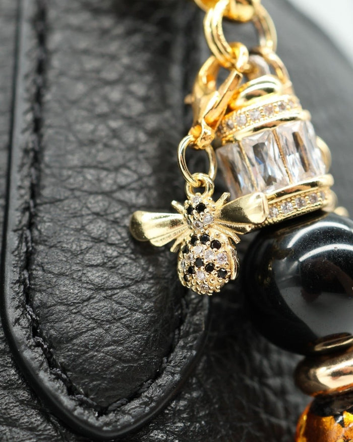 Micro pave 18kt gold plated bee charm