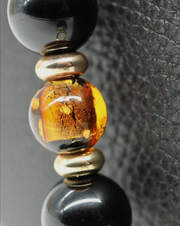 Amber foil infused glass