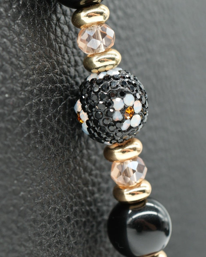 Black Austrian crystal daisy center bead