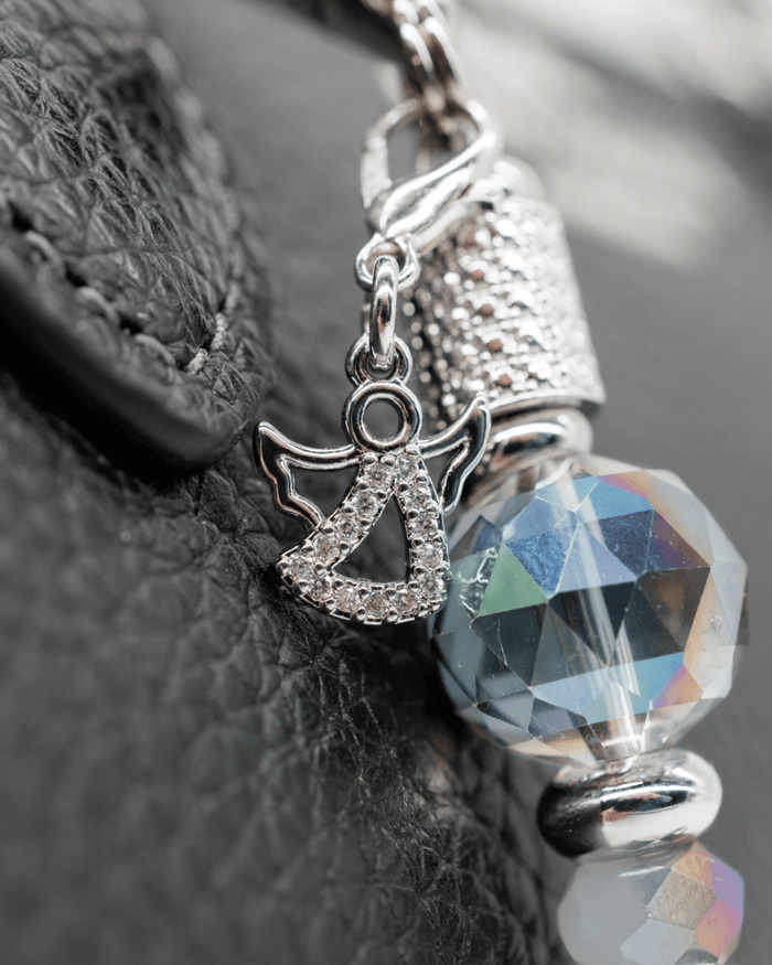 Micro-pavé platinum-plated angel charm