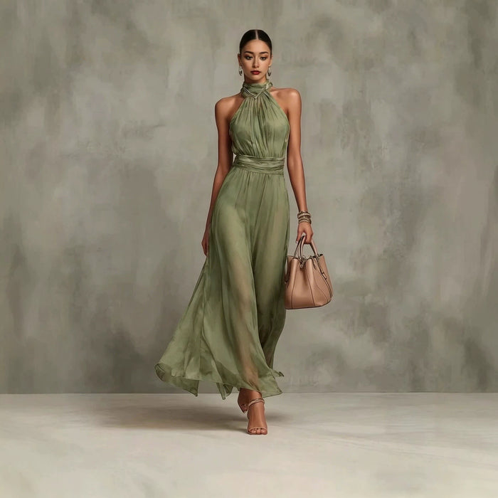 Resort-style Waist-cinching Figure-flattering Pleated Dress by Ricaloux