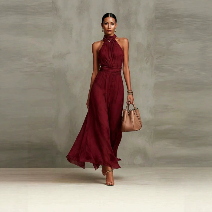Resort-style Waist-cinching Figure-flattering Pleated Dress by Ricaloux
