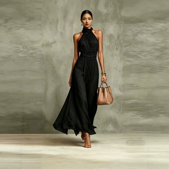 Resort-style Waist-cinching Figure-flattering Pleated Dress by Ricaloux