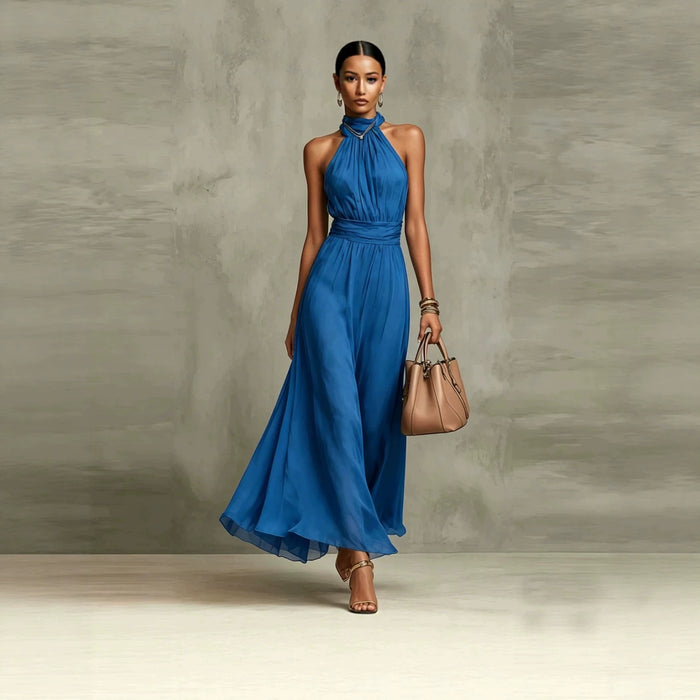 Resort-style Waist-cinching Figure-flattering Pleated Dress by Ricaloux