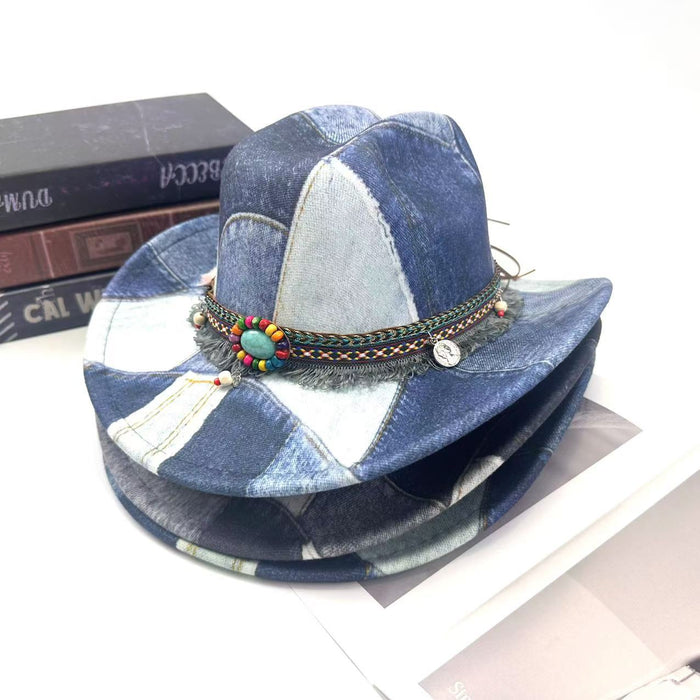 Retro Distressed Color-block Flat-top Jazz Hat – Premium 0 | RICALOUX