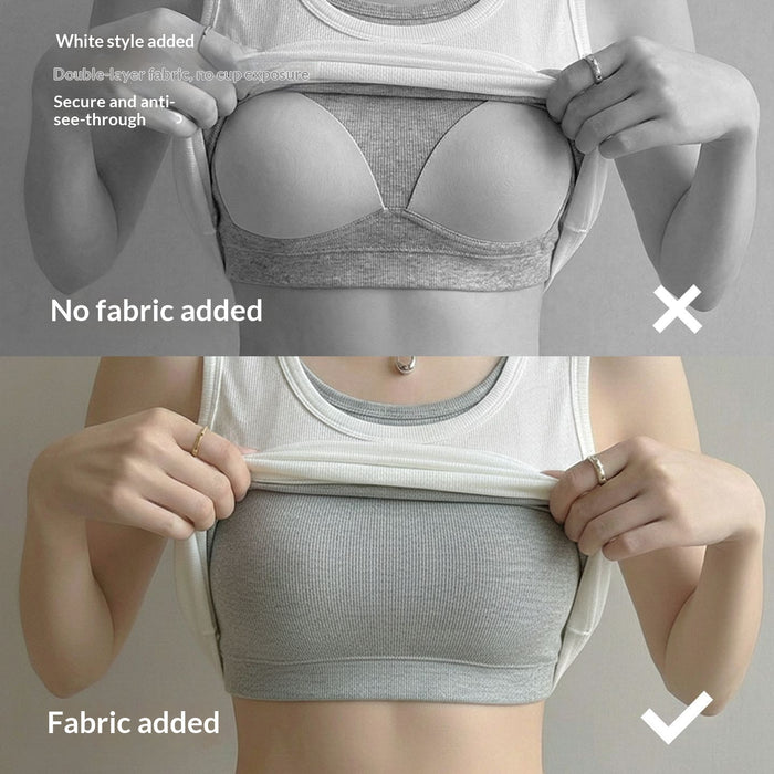 Ribbed Textured Color-block Faux Two-piece Camisole With Chest Pads – Premium 0 | RICALOUX