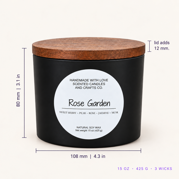 Rose Garden - 15oz 3-Wick Scented Candle