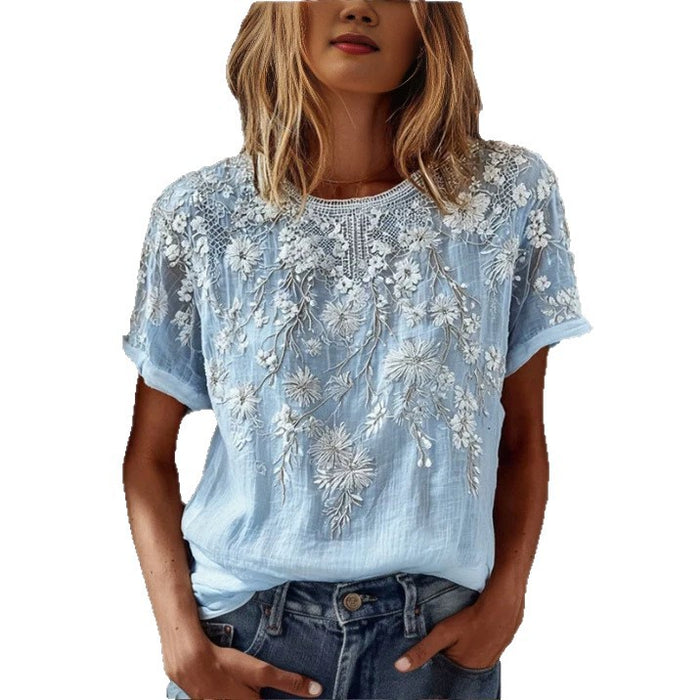 Round-neck Printed Short-sleeve T-shirt – Premium 0 | RICALOUX