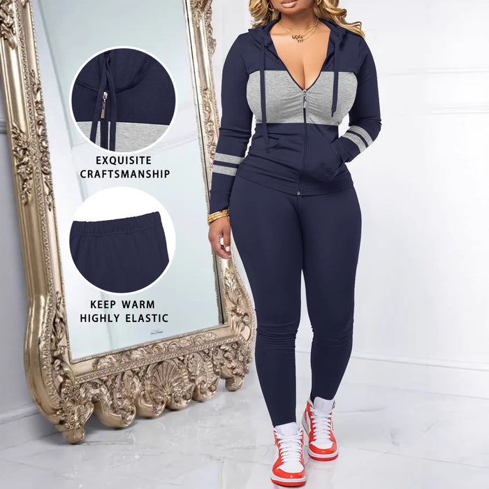 Round-neck Zip-up Long-sleeve Top Paired With Long Pants In A Set – Premium 0 | RICALOUX