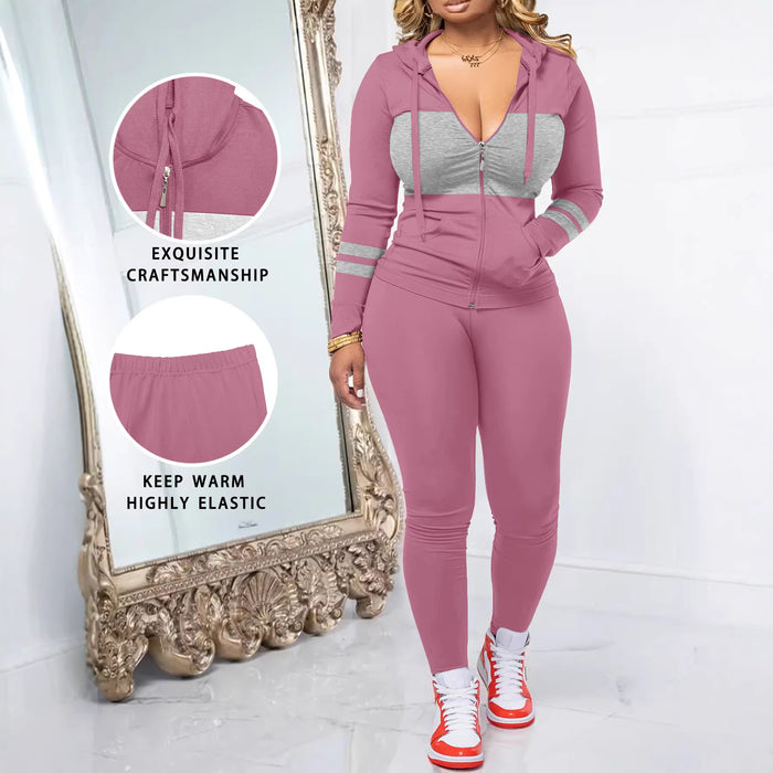 Round-neck Zip-up Long-sleeve Top Paired With Long Pants In A Set – Premium 0 | RICALOUX