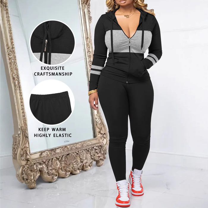 Round-neck Zip-up Long-sleeve Top Paired With Long Pants In A Set – Premium 0 | RICALOUX