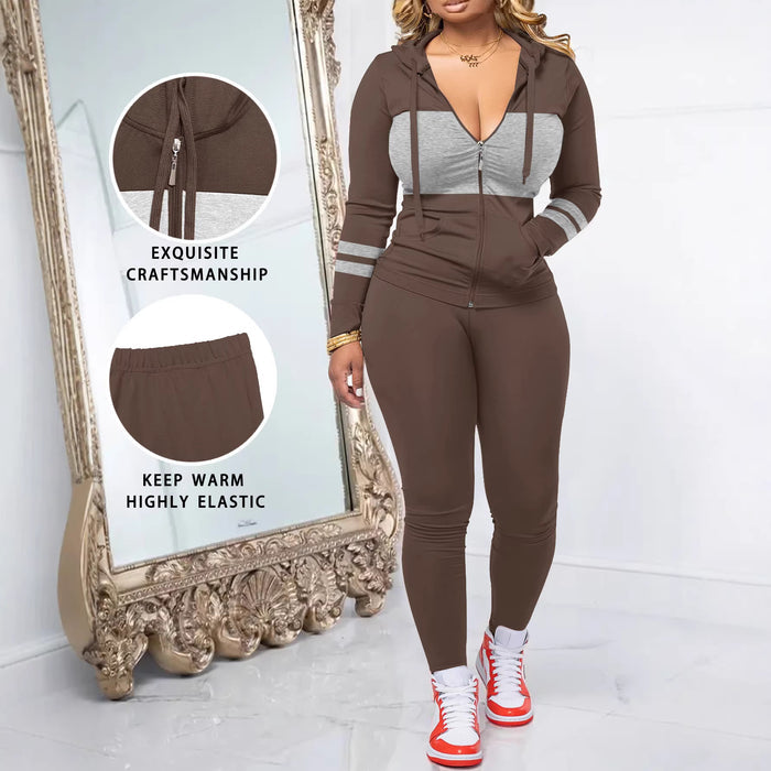Round-neck Zip-up Long-sleeve Top Paired With Long Pants In A Set – Premium 0 | RICALOUX