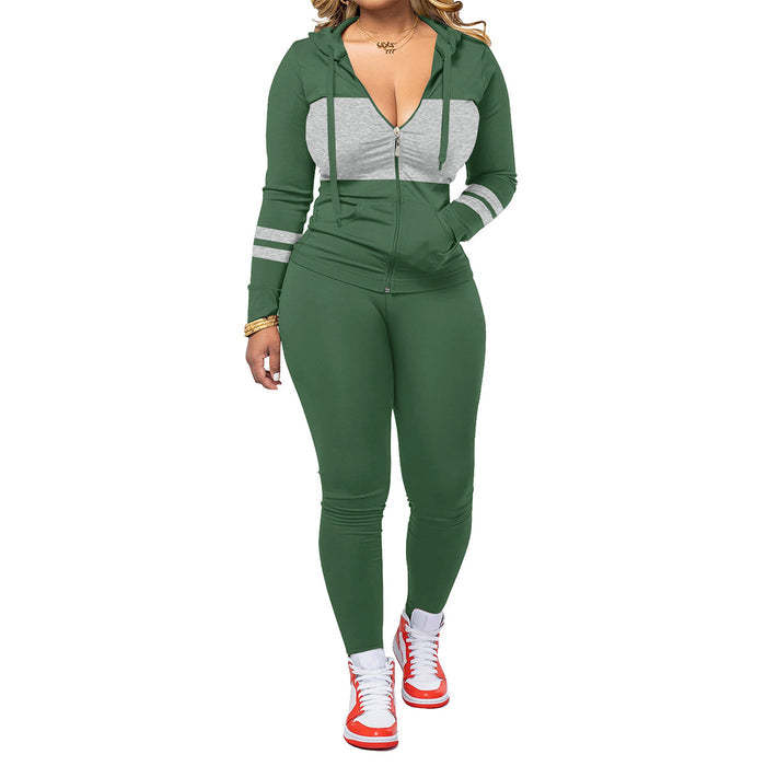 Round-neck Zip-up Long-sleeve Top Paired With Long Pants In A Set – Premium 0 | RICALOUX