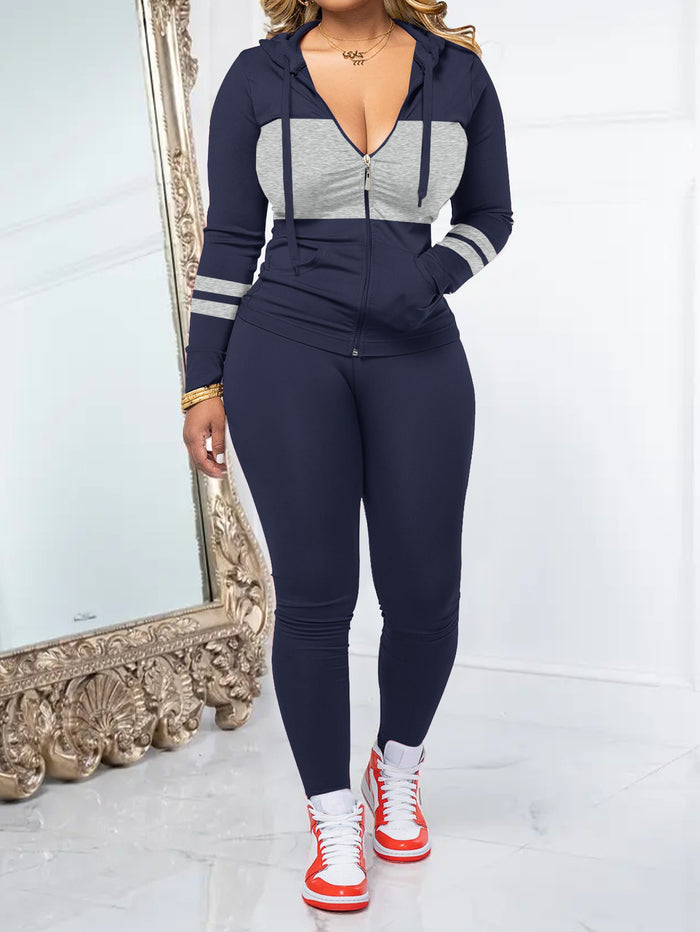 Round-neck Zip-up Long-sleeve Top Paired With Long Pants In A Set – Premium 0 | RICALOUX